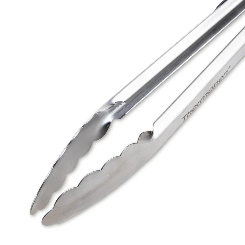 Grey Silicone & Stainless Steel Kitchen & BBQ Tongs - Image 4