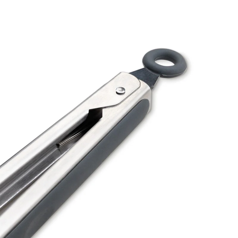 Grey Silicone & Stainless Steel Kitchen & BBQ Tongs - Image 5
