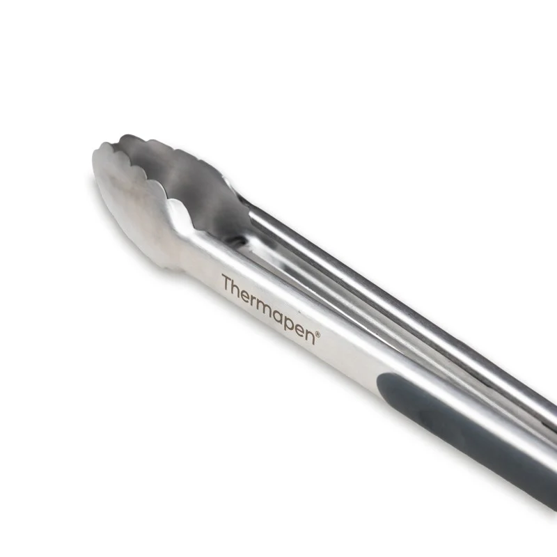 Grey Silicone & Stainless Steel Kitchen & BBQ Tongs - Image 6